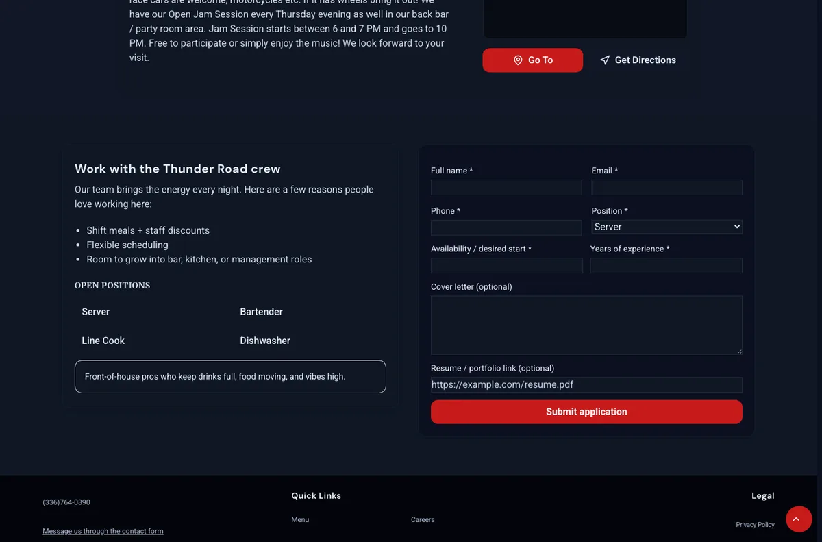 Current live careers capture showing the public application flow without exposing applicant records.